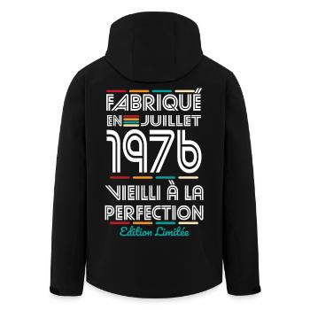 Anniversaire 50 ans - Fabriqué en Juillet 1976 - Veste softshell homme en polyester recyclé Stanley/Stella - noir - Dos - AI Model Male 185 light (185cm)