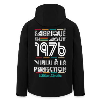 Anniversaire 50 ans - Fabriqué en Août 1976 - Veste softshell homme en polyester recyclé Stanley/Stella - noir - Dos - AI Model Male 185 light (185cm)