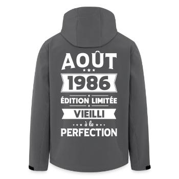 Anniversaire 40 ans - Août 1986 Perfection - Veste softshell homme en polyester recyclé Stanley/Stella - noir - Dos - AI Model Male 185 light (185cm)