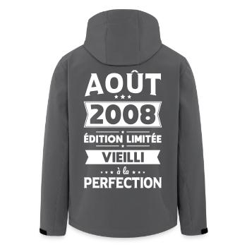 Anniversaire 18 ans - Août 2008 Perfection - Veste softshell homme en polyester recyclé Stanley/Stella - noir - Dos - AI Model Male 185 light (185cm)