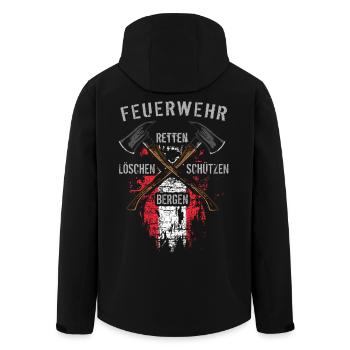 Retten Löschen Bergen Schützen - Recycelte Männer Softshell-Jacke von Stanley/Stella - Schwarz - Hinten - AI Model Male 185 light (185cm)