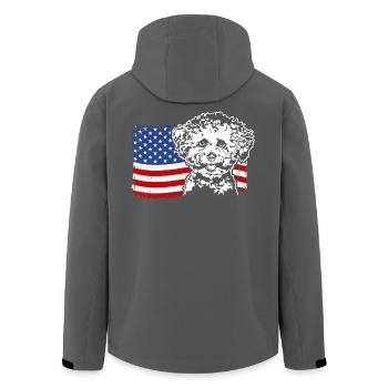 Bichon frisé US Amérique Drapeau Chiens Chien Wilsigns - Veste softshell homme en polyester recyclé Stanley/Stella - charbon - Dos - AI Model Male 185 light (185cm)
