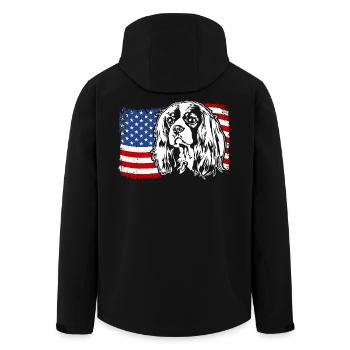 Cavalier King Charles Spaniel US America Flag - Men’s Recycled Softshell Jacket by Stanley/Stella - black - Back - AI Model Male 185 light (185cm)