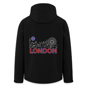 London Skyline Funny London Gifts - Men’s Recycled Softshell Jacket by Stanley/Stella - black - Back - AI Model Male 185 light (185cm)