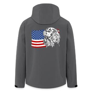 Allemand à poil long US Amérique drapeau chiens Wilsigns - Veste softshell homme en polyester recyclé Stanley/Stella - charbon - Dos - AI Model Male 185 light (185cm)