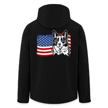 Border Collie US Amérique Drapeau Chiens Chien Wilsigns - Veste softshell homme en polyester recyclé Stanley/Stella - noir - Dos - AI Model Male 185 light (185cm)