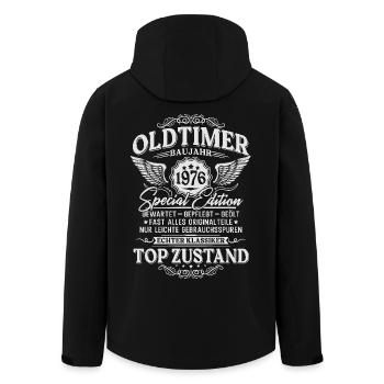 Oldtimer Baujahr 1976 Jahrgang Geburtstag Geschenk - Recycelte Männer Softshell-Jacke von Stanley/Stella - Schwarz - Hinten - AI Model Male 185 light (185cm)