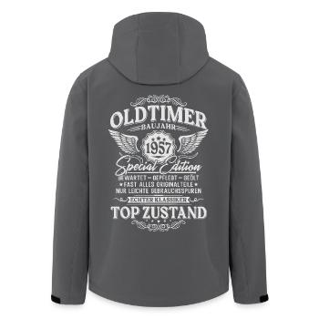 Oldtimer Baujahr 1957 Jahrgang Geburtstag Geschenk - Recycelte Männer Softshell-Jacke von Stanley/Stella - Schwarz - Hinten - AI Model Male 185 light (185cm)