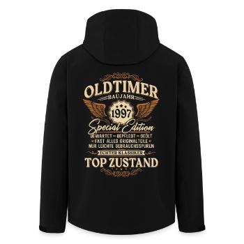 Oldtimer Baujahr 1997 Jahrgang Geburtstag Geschenk - Recycelte Männer Softshell-Jacke von Stanley/Stella - Schwarz - Hinten - AI Model Male 185 light (185cm)