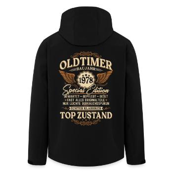 Oldtimer Baujahr 1978 Jahrgang Geburtstag Geschenk - Recycelte Männer Softshell-Jacke von Stanley/Stella - Schwarz - Hinten - AI Model Male 185 light (185cm)