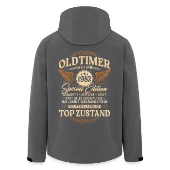 Oldtimer Baujahr 1982 Jahrgang Geburtstag Geschenk - Recycelte Männer Softshell-Jacke von Stanley/Stella - Schwarz - Hinten - AI Model Male 185 light (185cm)