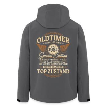 Oldtimer Baujahr 1984 Jahrgang Geburtstag Geschenk - Recycelte Männer Softshell-Jacke von Stanley/Stella - Schwarz - Hinten - AI Model Male 185 light (185cm)