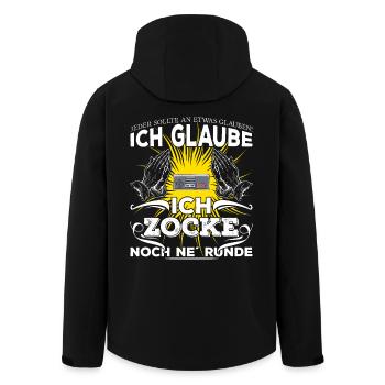 Ich glaube ich zocke noch ne Runde (hell) - Recycelte Männer Softshell-Jacke von Stanley/Stella - Schwarz - Hinten - AI Model Male 185 light (185cm)