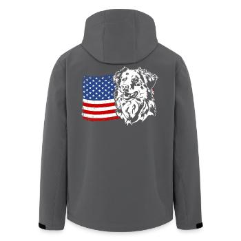 Berger Australien US Amérique Drapeau Chien Wilsigns - Veste softshell homme en polyester recyclé Stanley/Stella - charbon - Dos - AI Model Male 185 light (185cm)