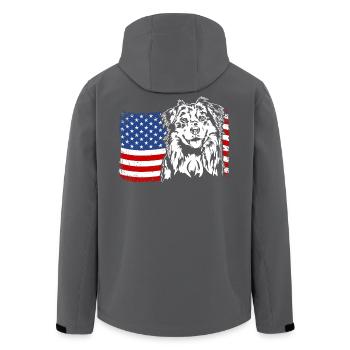 Berger Australien US Amérique Drapeau Chien Wilsigns - Veste softshell homme en polyester recyclé Stanley/Stella - charbon - Dos - AI Model Male 185 light (185cm)