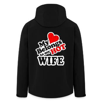 My Heart Belongs to My Hot Wife - Men’s Recycled Softshell Jacket by Stanley/Stella - black - Back - AI Model Male 185 light (185cm)
