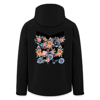 Colorful flowers with black lines - Men’s Recycled Softshell Jacket by Stanley/Stella - black - Back - AI Model Male 185 light (185cm)
