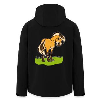 Freundliches Fjordpferd (Ohne Text) Weisse Umrisse - Recycelte Männer Softshell-Jacke von Stanley/Stella - Schwarz - Hinten - AI Model Male 185 light (185cm)