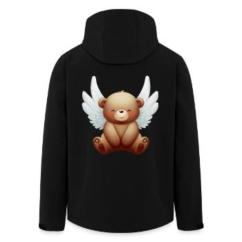 Bear with angel wings, Spiritual animal design - Men’s Recycled Softshell Jacket by Stanley/Stella - black - Back - AI Model Male 185 light (185cm)
