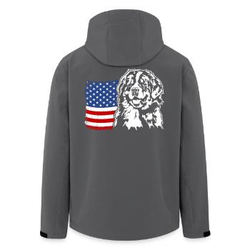 Bouvier Bernois US Amérique Drapeau Chiens Wilsigns - Veste softshell homme en polyester recyclé Stanley/Stella - charbon - Dos - AI Model Male 185 light (185cm)