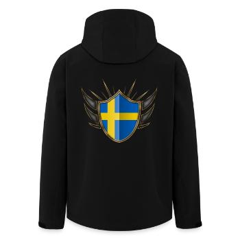 Schweden Flagge Gold Wappen 014 - Recycelte Männer Softshell-Jacke von Stanley/Stella - Schwarz - Hinten - AI Model Male 185 light (185cm)