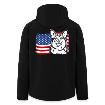 Corgi US Amerika Fahne Hunde Hund Wilsigns - Recycelte Männer Softshell-Jacke von Stanley/Stella - Schwarz - Hinten - AI Model Male 185 light (185cm)