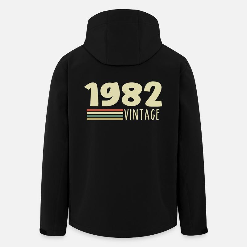1982-Anniversaire-1982-retro-1982 - Veste softshell homme en polyester recyclé Stanley/Stella - noir