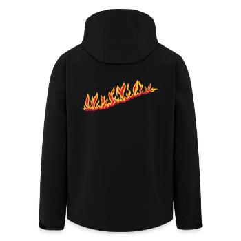 burningout_1l_2c - Men’s Recycled Softshell Jacket by Stanley/Stella - black - Back - AI Model Male 185 light (185cm)