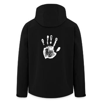 White hand. gift - Men’s Recycled Softshell Jacket by Stanley/Stella - black - Back - AI Model Male 185 light (185cm)