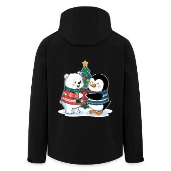 Polar Bear Penguin Christmas North Pole South Pole Visit - Men’s Recycled Softshell Jacket by Stanley/Stella - black - Back - AI Model Male 185 light (185cm)