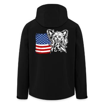 Chinese Crested Dog US Amerika Fahne Wilsigns - Recycelte Männer Softshell-Jacke von Stanley/Stella - Schwarz - Hinten - AI Model Male 185 light (185cm)