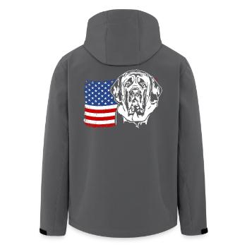 Mastiff anglais US Amérique drapeau chiens Wilsigns - Veste softshell homme en polyester recyclé Stanley/Stella - charbon - Dos - AI Model Male 185 light (185cm)