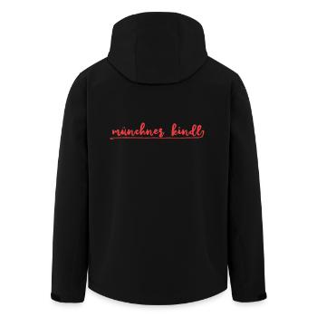 logo Münchner Kindl || Rouge sans coeur - Veste softshell homme en polyester recyclé Stanley/Stella - noir - Dos - AI Model Male 185 light (185cm)