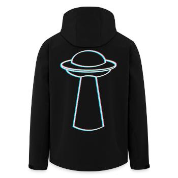 UFO Glitch – Rave & Techno Vibes - Men’s Recycled Softshell Jacket by Stanley/Stella - black - Back - AI Model Male 185 light (185cm)