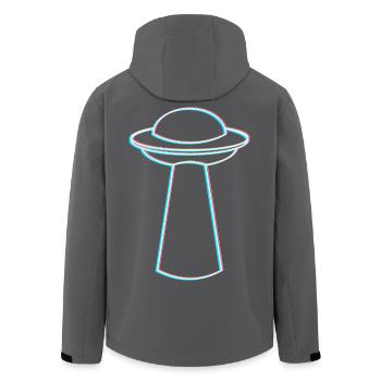 UFO Glitch – Ambiance rave et techno - Veste softshell homme en polyester recyclé Stanley/Stella - charbon - Dos - AI Model Male 185 light (185cm)