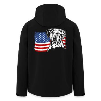 Catahoula Leopard Dog America Flag Dogs Wilsigns - Men’s Recycled Softshell Jacket by Stanley/Stella - black - Back - AI Model Male 185 light (185cm)