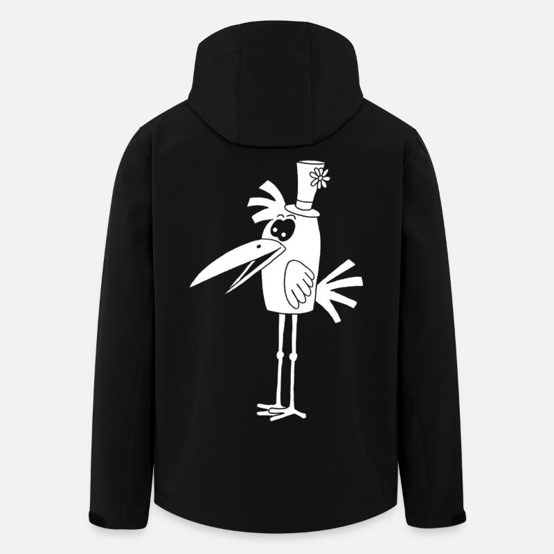Oiseau blanc et son chapeau - Veste softshell homme en polyester recyclé Stanley/Stella - noir