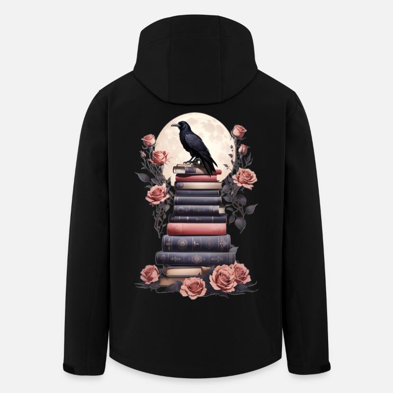 Bücherstapel mit Rabe - Recycelte Männer Softshell-Jacke von Stanley/Stella - Schwarz