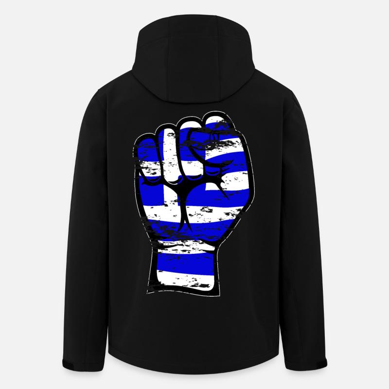 Griechenland Flagge Faust Hand Symbol used - Recycelte Männer Softshell-Jacke von Stanley/Stella - Schwarz