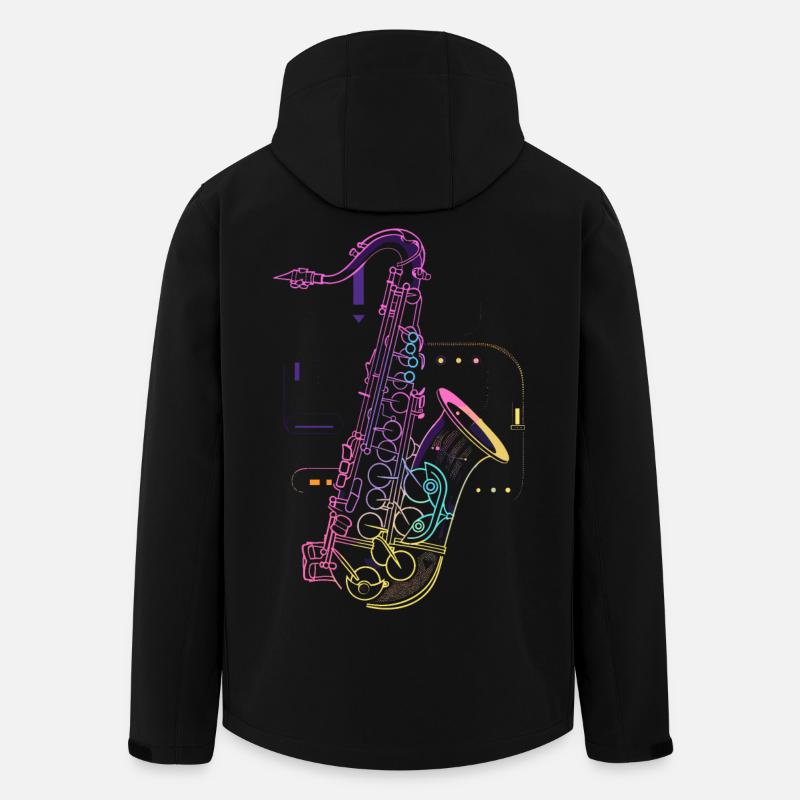 Saxophon Zeichnung - Recycelte Männer Softshell-Jacke von Stanley/Stella - Schwarz