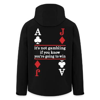 Poker Saying Card Motif - Men’s Recycled Softshell Jacket by Stanley/Stella - black - Back - AI Model Male 185 light (185cm)