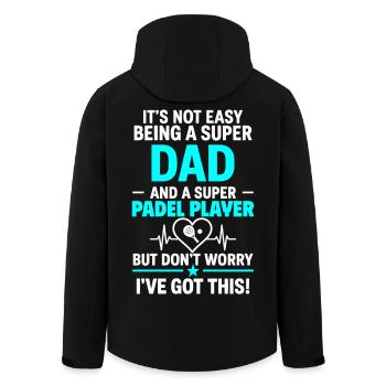 Cœur + Padel – Super Dad Padel Player - Veste softshell homme en polyester recyclé Stanley/Stella - noir - Dos - AI Model Male 185 light (185cm)