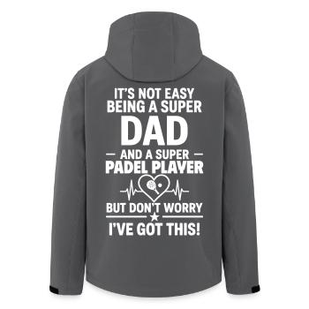 Cœur + Padel – Super Dad Padel Player - Veste softshell homme en polyester recyclé Stanley/Stella - noir - Dos - AI Model Male 185 light (185cm)