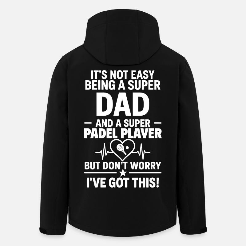 Cœur + Padel – Super Dad Padel Player - Veste softshell homme en polyester recyclé Stanley/Stella - noir
