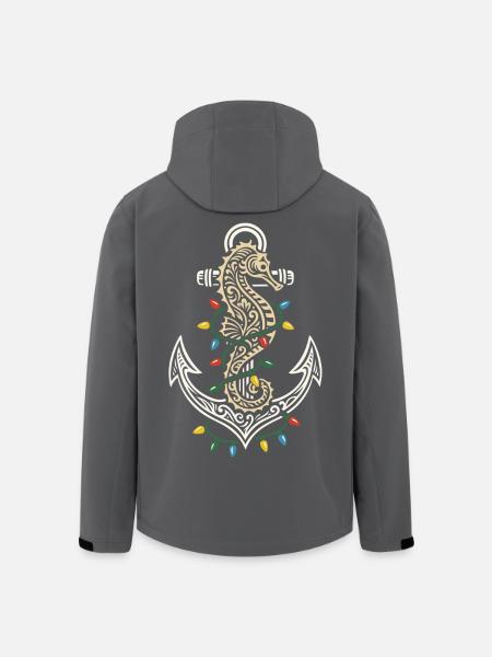 Maritime Weihnachten Anker Seepferdchen & Licht - Recycelte Männer Softshell-Jacke von Stanley/Stella - Schwarz