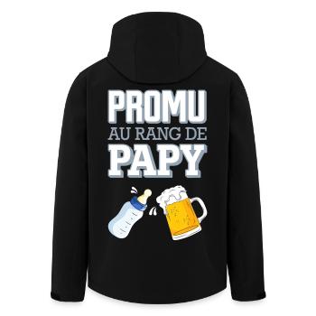 Promu au Rang de Papy Humour Naissance Bébé - Veste softshell homme en polyester recyclé Stanley/Stella - noir - Dos - AI Model Male 185 light (185cm)
