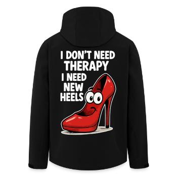 High Heels Therapy Cartoon: Comic Shoes Saying - Men’s Recycled Softshell Jacket by Stanley/Stella - black - Back - AI Model Male 185 light (185cm)