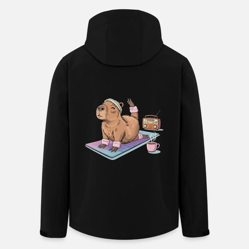 Drôle de Pilates Yoga Capybara - Veste softshell homme en polyester recyclé Stanley/Stella - noir