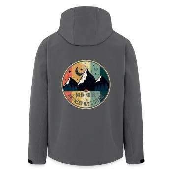 Mein Hotel Hat Mehr Als 5 Sterne Zelten Camping - Recycelte Männer Softshell-Jacke von Stanley/Stella - Schwarz - Hinten - AI Model Male 185 light (185cm)