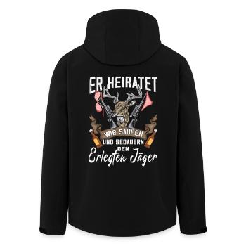 Jäger Bräutigam Jagd Junggesellenabschied JGA - Recycelte Männer Softshell-Jacke von Stanley/Stella - Schwarz - Hinten - AI Model Male 185 light (185cm)